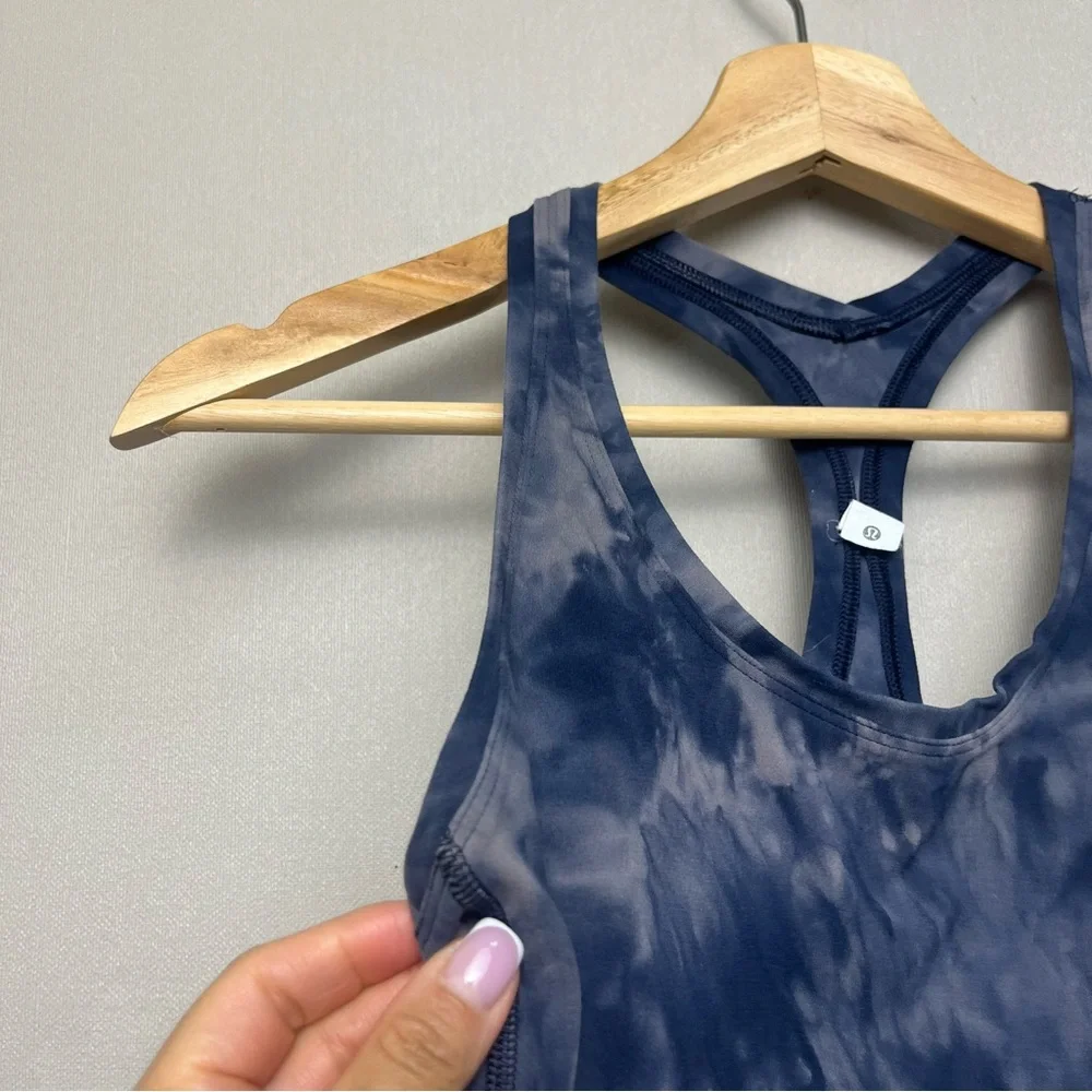 Lululemon‎ Cool Racerback Short Tank Top Nulu Diamond Dye Lunar Rock True Navy 4